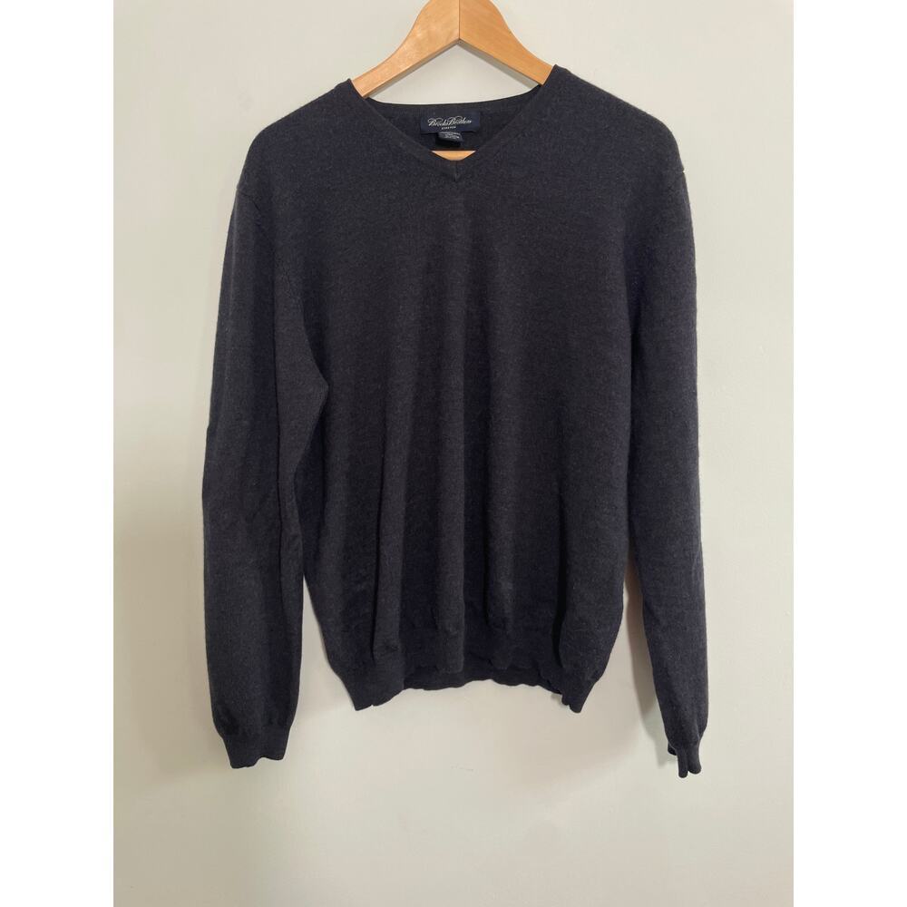 Brooks Brothers Sweater Men’s Large Extra Fine Merino Wool Navy V-Neck